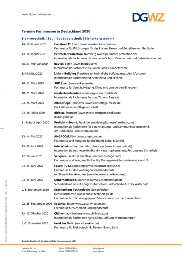 Messen 2024, 2025 DGWZ
